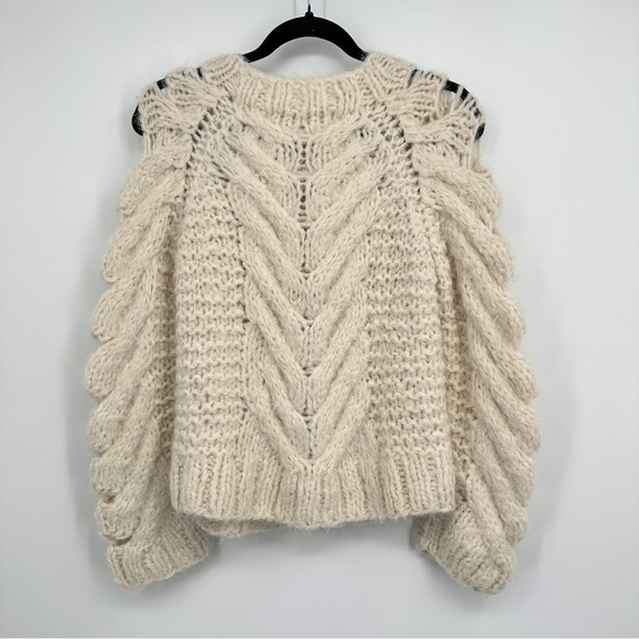 AYNI Revolve Jaqaru Hand Knitted Alpaca Cut Out Sweater In Ivory Cream Women XS - Picture 5 of 7